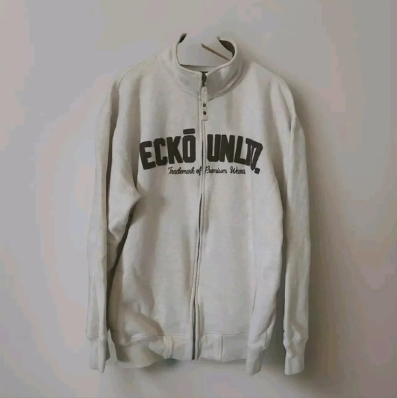 Ecko Unlimited Marc Ecko fullzip Sweatshirt. XXL Beige Brown Y2k Urban Retro - Picture 1 of 6